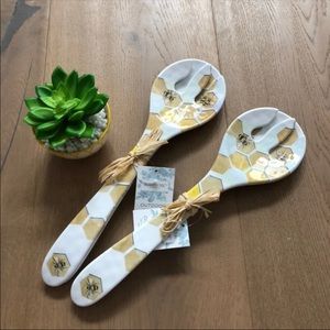 Shabby Chic Bee Honeycomb Serving Utensils